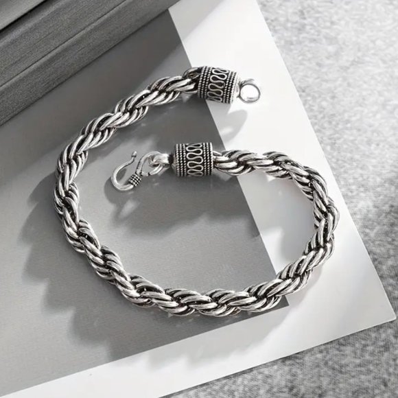 18K White Gold Womens Braided Rope Bracelet 18 K Twisted Style